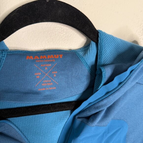 Mammut Womens Small Hooded Jacket Full Zip Teal Blue Outdoor Athletic Activewear - Picture 3 of 5
